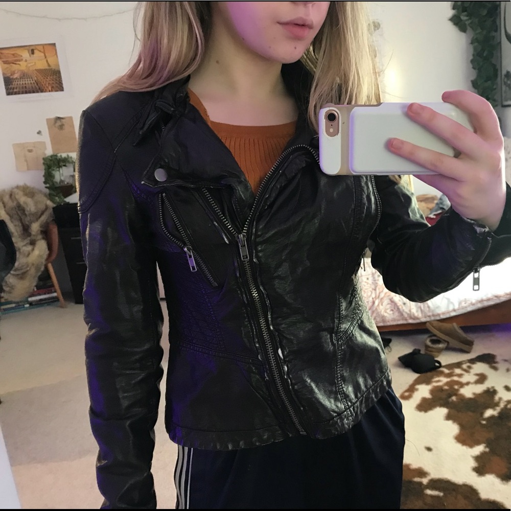 Free People Black Faux Leather Jacket